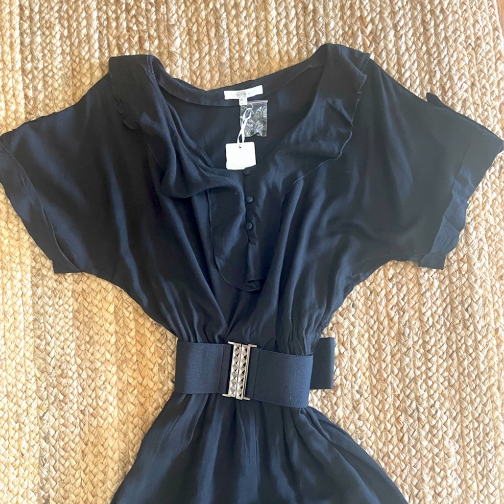 Lucy Paris Jumpsuit Womens Black Cruise Wear Ruffled W/Belt Sz S NWT! - Picture 2 of 5